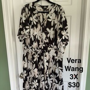 Vera Wang Black and White Floral Maxi Dress